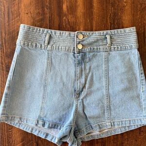 PacSun Light Blue High-Waist Denim 70s Shorts